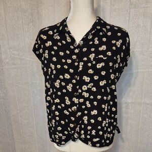 NoBo Floral Black‎ & Yellow Flower Women's Top Size L Box5
